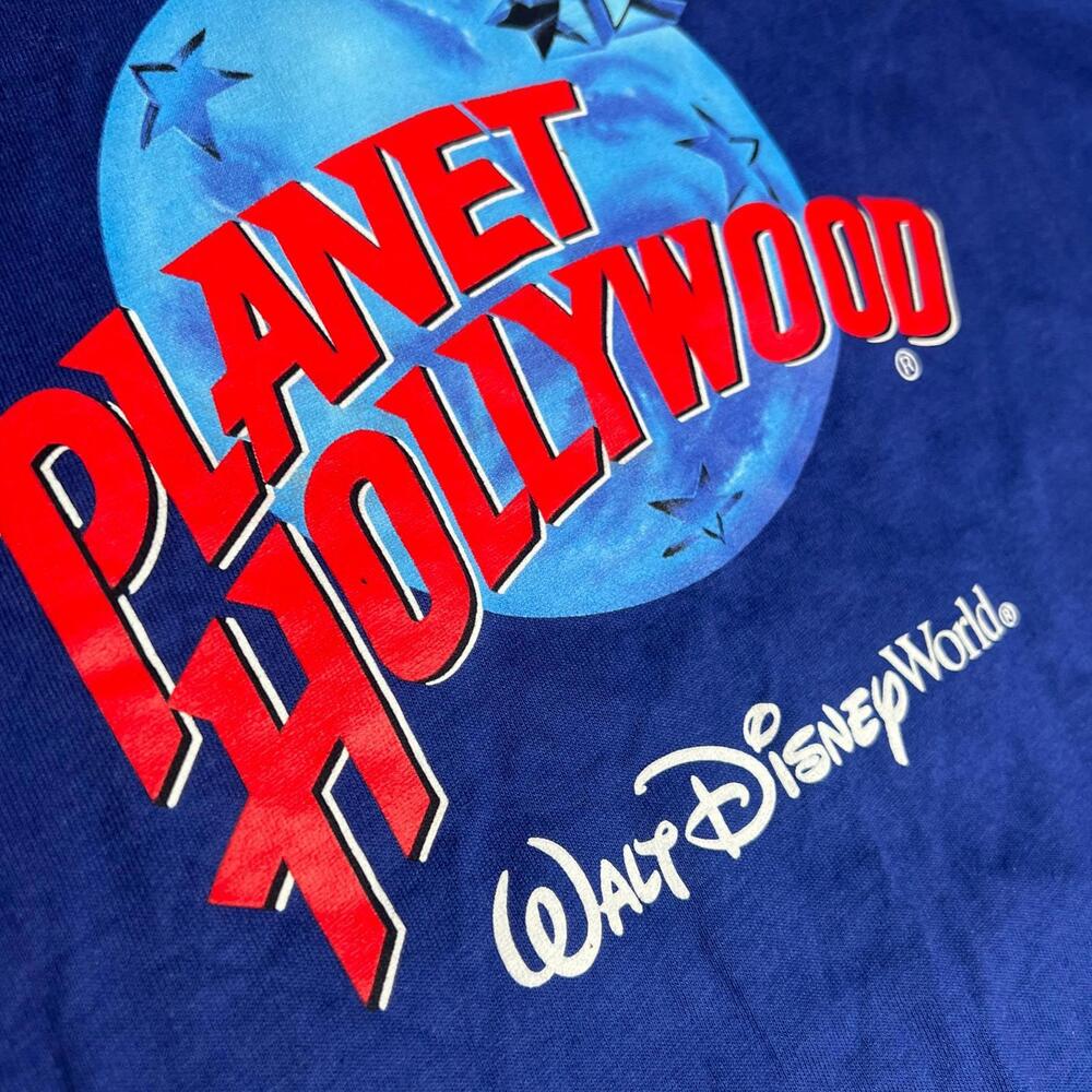 Vintage Planet Hollywood Walt Disney World T-Shirt Blue Size L Made in USA 90s T - Picture 8 of 9